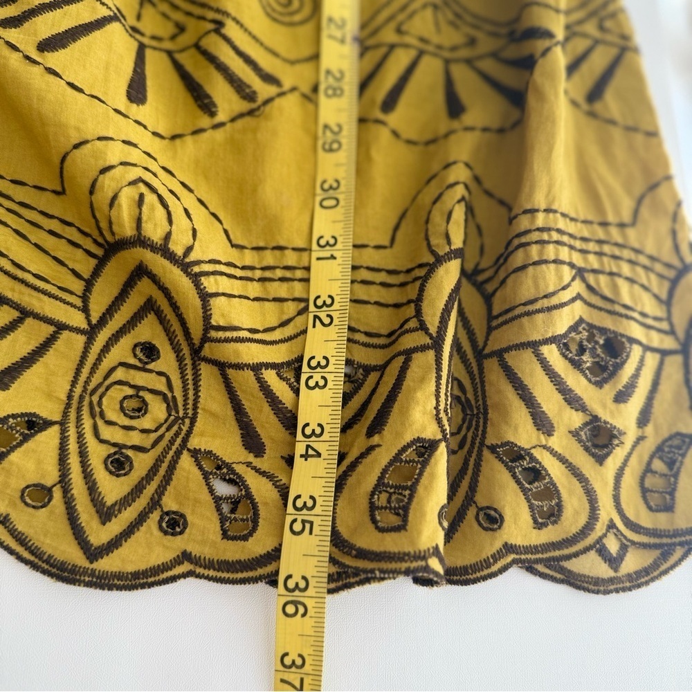 Michael Kors Mustard Yellow Embroidered Boho Tunic‎ Dress M - Picture 9 of 12